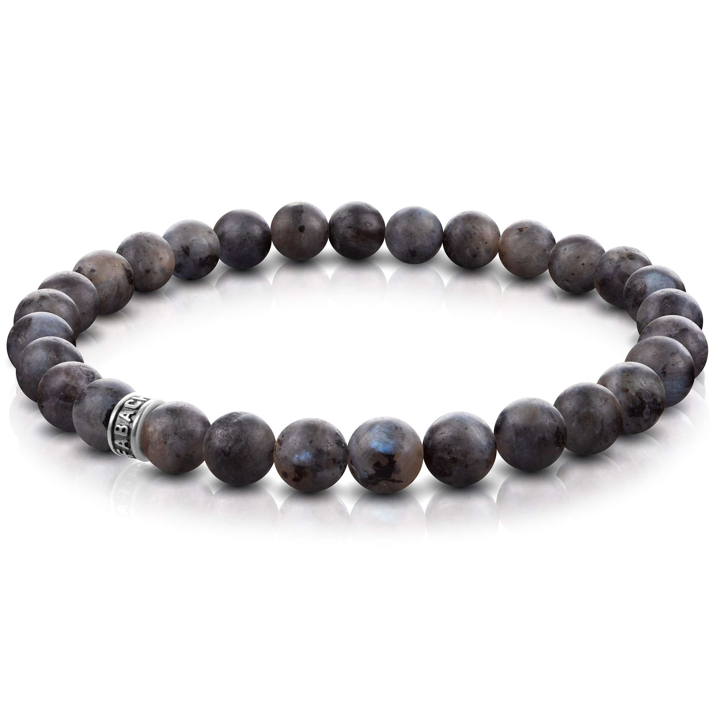Perlenarmband mit 925 Sterling Silber-Perle - FABACH#Stein_Labradorit (grau-schwarz)