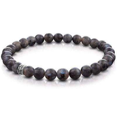 Bracelets de perles avec perles de pierres précieuses de 6 mm et perle logo en argent sterling 925