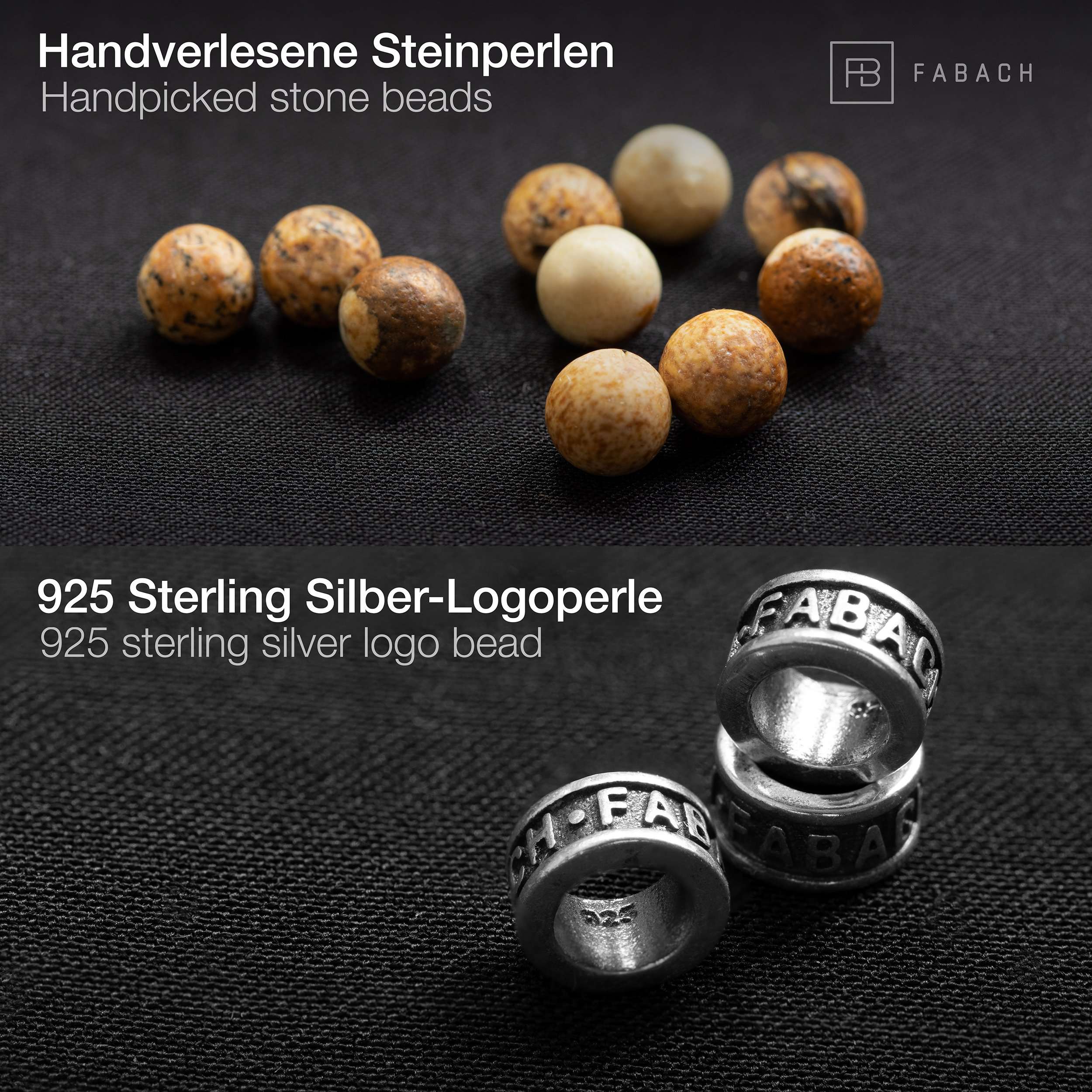 Perlenarmband mit 925 Sterling Silber-Perle - FABACH#Stein_Jaspis (braun-gelb)