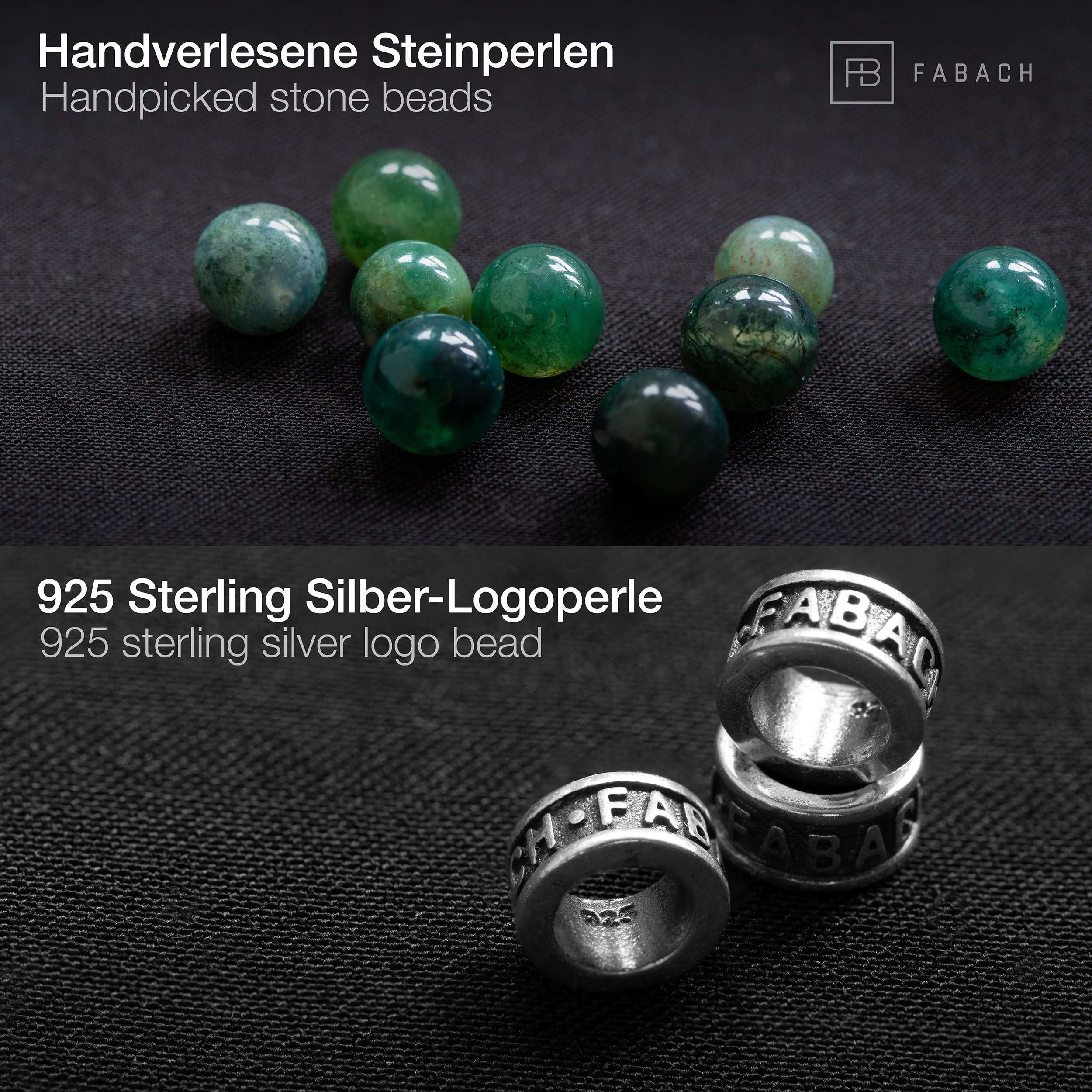 Perlenarmband mit 925 Sterling Silber-Perle - FABACH#Stein_Achat (meeresgruen)
