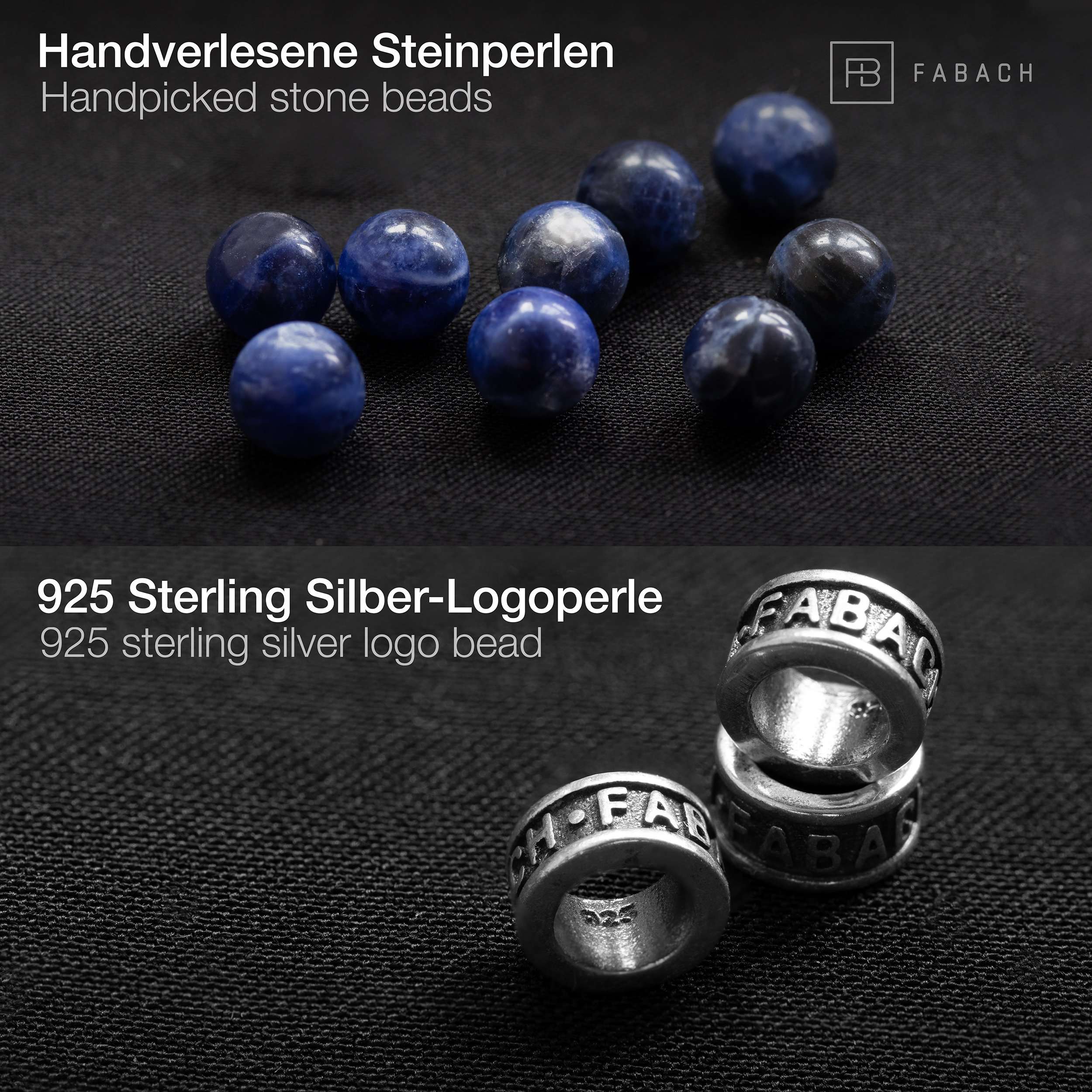 Perlenarmband mit 925 Sterling Silber-Perle - FABACH#Stein_Sodalith (blau)