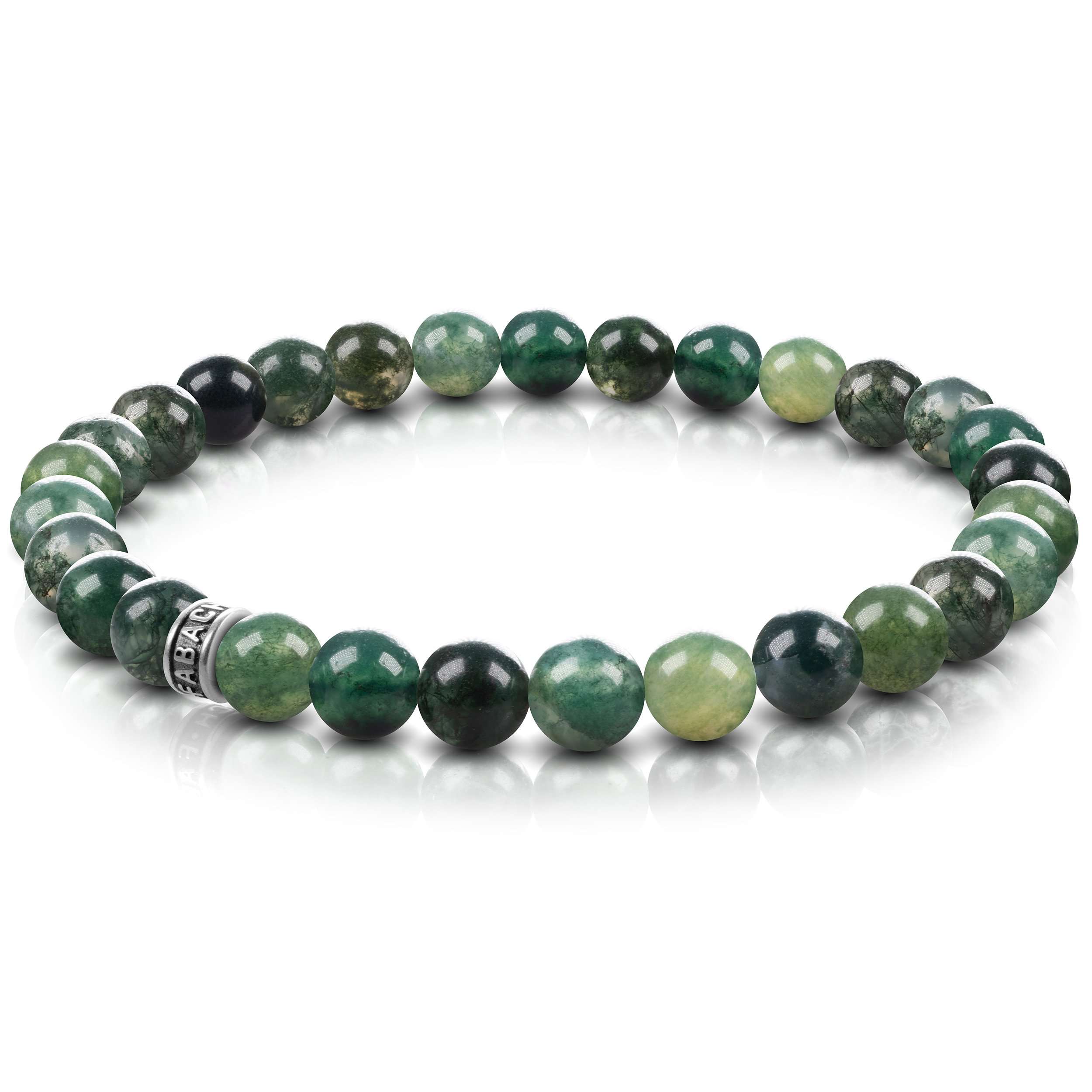 Perlenarmband mit 925 Sterling Silber-Perle - FABACH#Stein_Achat (meeresgruen)