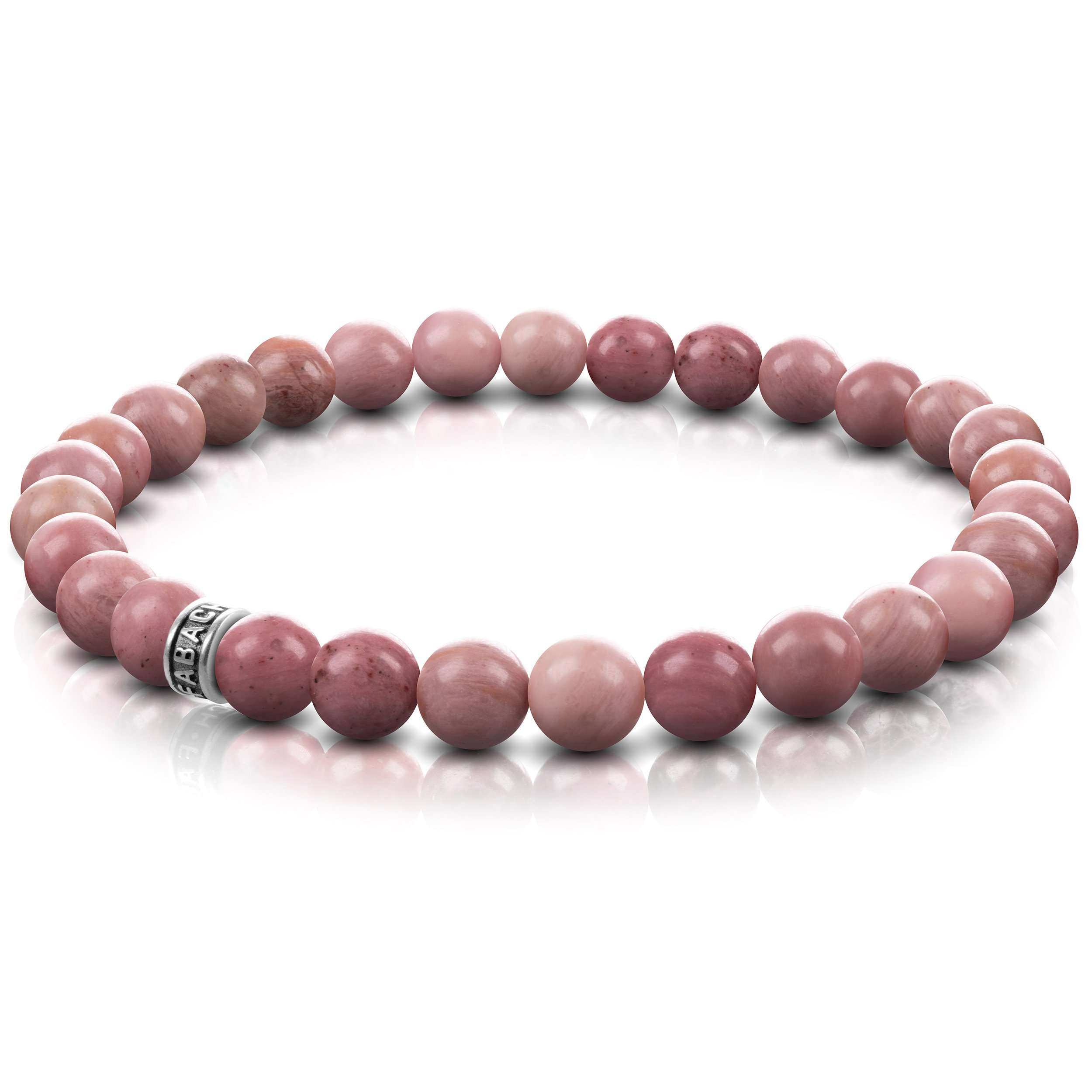 Perlenarmband mit 925 Sterling Silber-Perle - FABACH#Stein_Rhodochrosit (rosa-rot)