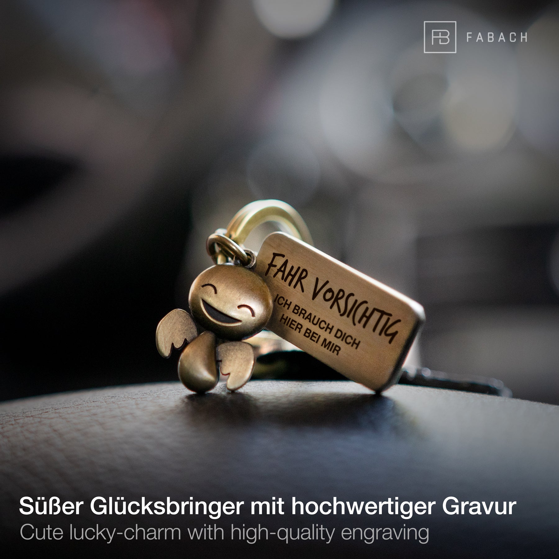 ZWEN Auto-Schlüsselanhänger mit Schutzengel-Gravur, Geschenkbox & Schu –  Zwenshop