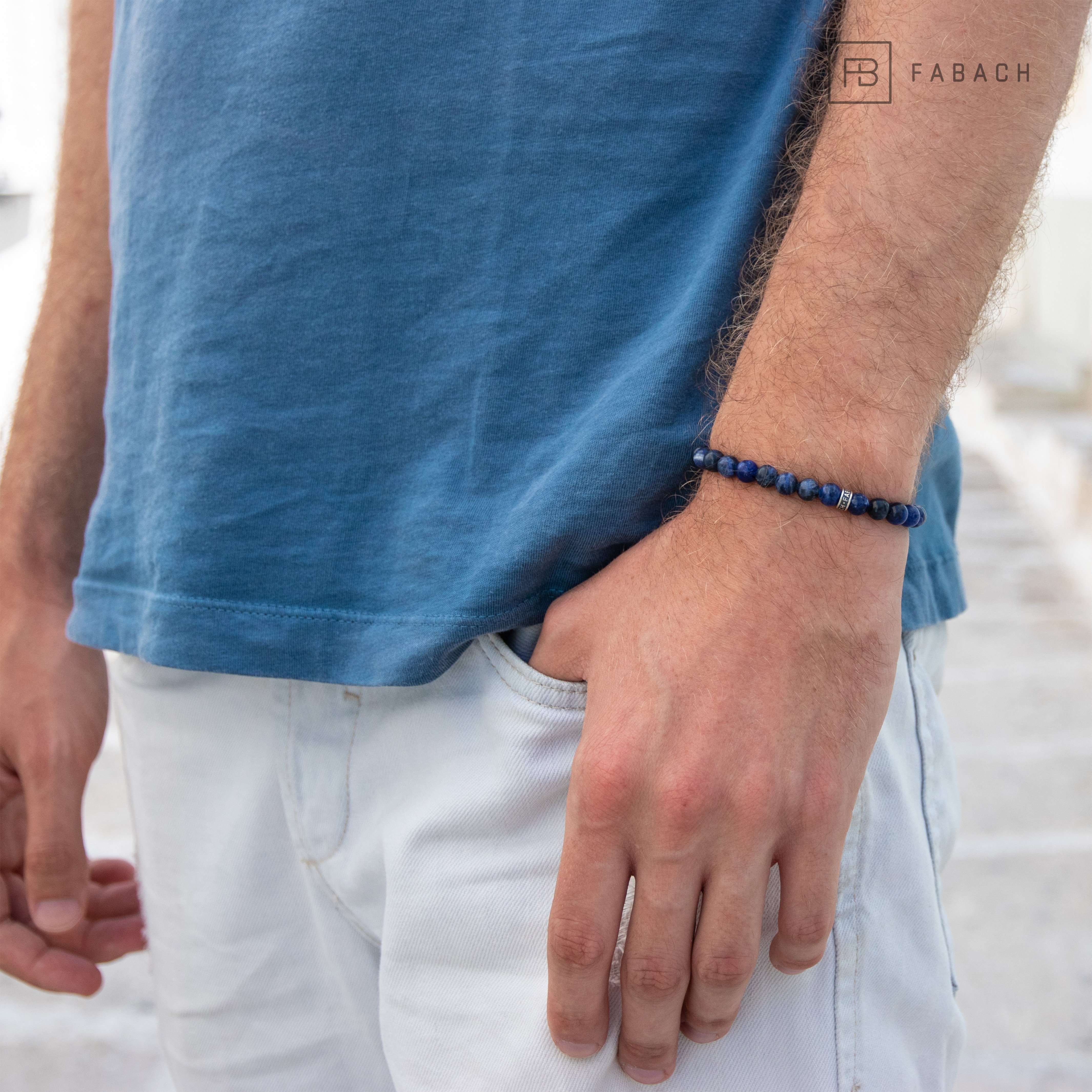 Perlenarmband mit 925 Sterling Silber-Perle - FABACH#Stein_Sodalith (blau)