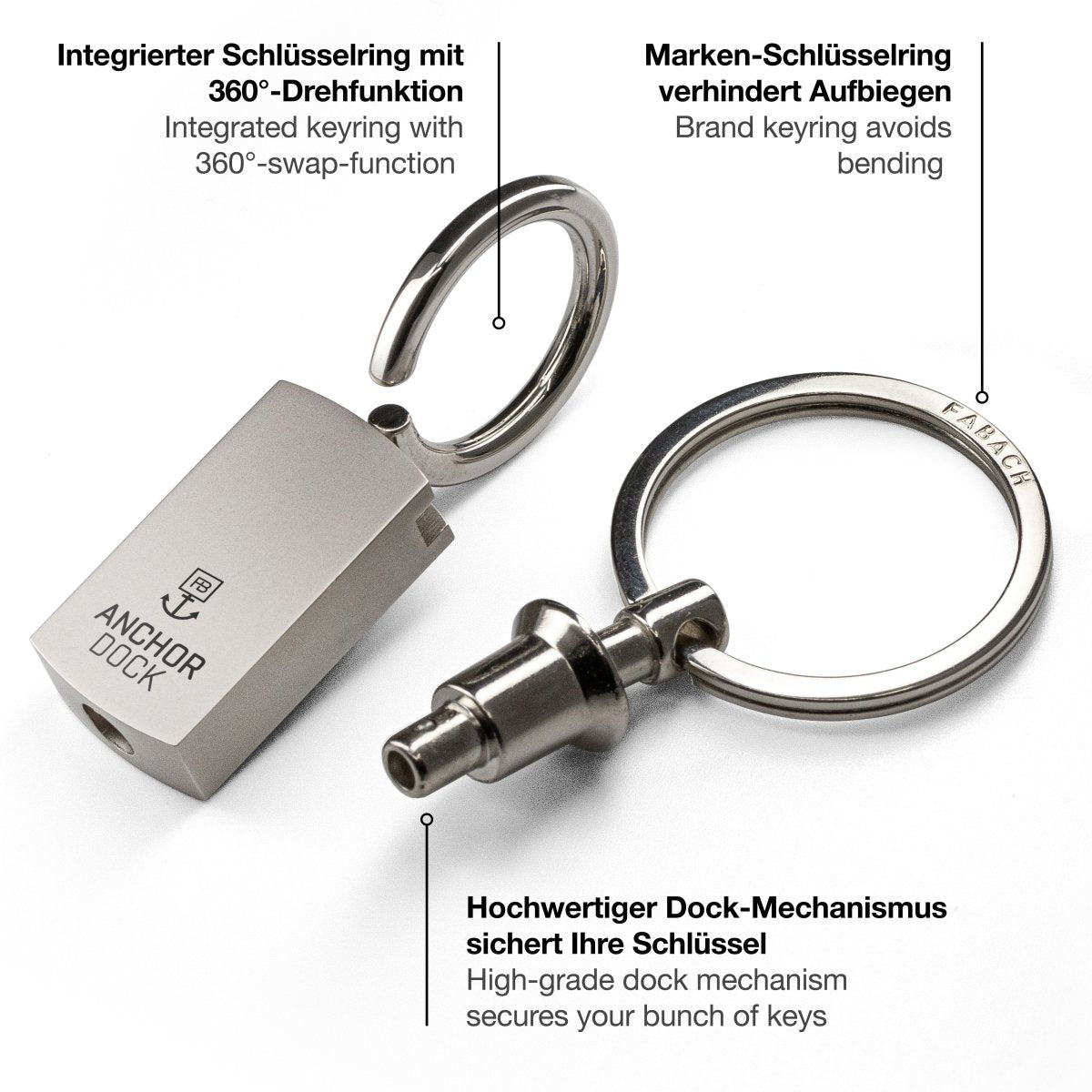 "Anchor Dock" Schlüsselring-Kupplung Schlüsselanhänger - Trennbare Quick-Release Schlüsselringe - FABACH