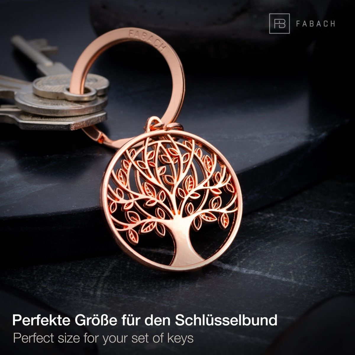"Autumn" Lebensbaum Schlüsselanhänger - Baum des Lebens Anhänger als Glücksbringer für den Schlüsselbund - FABACH#farbe_roségold