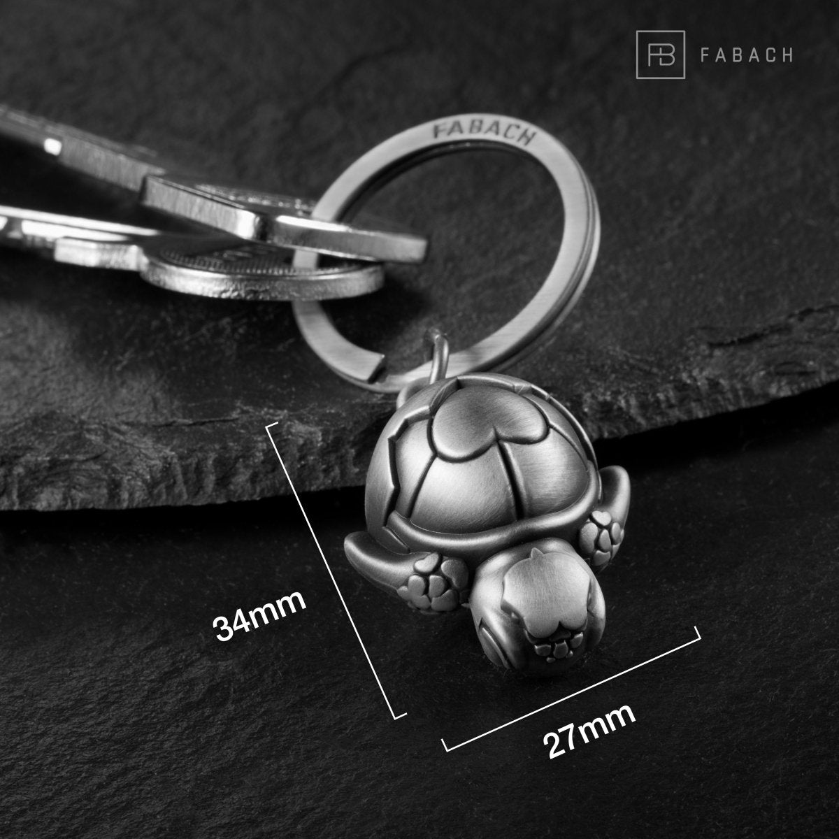 Baby Schildkröte Schlüsselanhänger "Shelly" mit Herz - Glücksbringer Geschenk für Paare Partner Frau Kind - FABACH#Farbe_Antique Silber