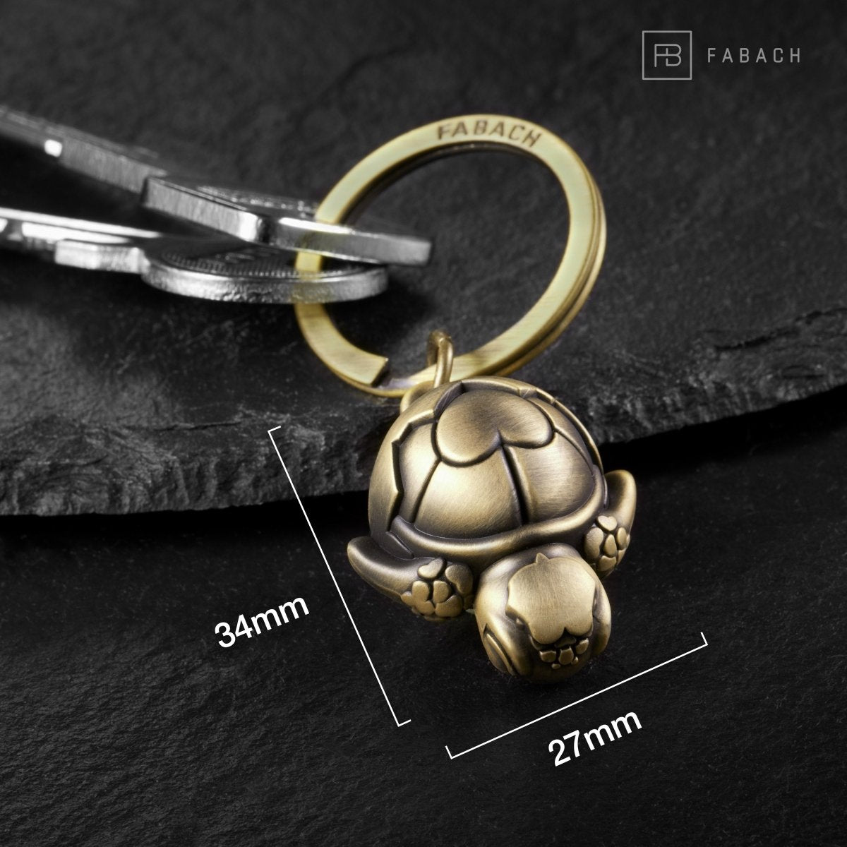 Baby Schildkröte Schlüsselanhänger "Shelly" mit Herz - Glücksbringer Geschenk für Paare Partner Frau Kind - FABACH#Farbe_Antique Bronze