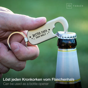 "Bester Papa der Welt" Schlüsselanhänger mit Flaschenöffner und Gravur - FABACH