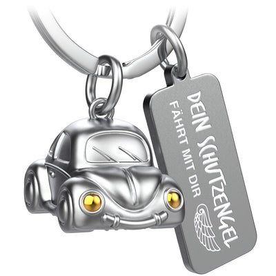 "Car" miniature car keychain - sweet lucky charm for car drivers - with engraving "Your guardian angel drives with you"
