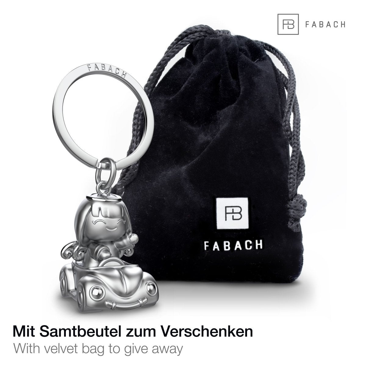 "Carla" im Auto - Schutzengel Schlüsselanhänger - Fahranfänger Auto Glücksbringer Engel - FABACH#farbe_silber
