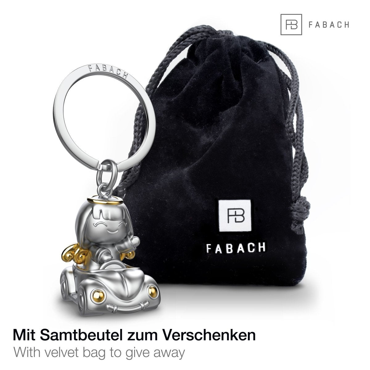 "Carla" im Auto - Schutzengel Schlüsselanhänger - Fahranfänger Auto Glücksbringer Engel - FABACH#farbe_gold