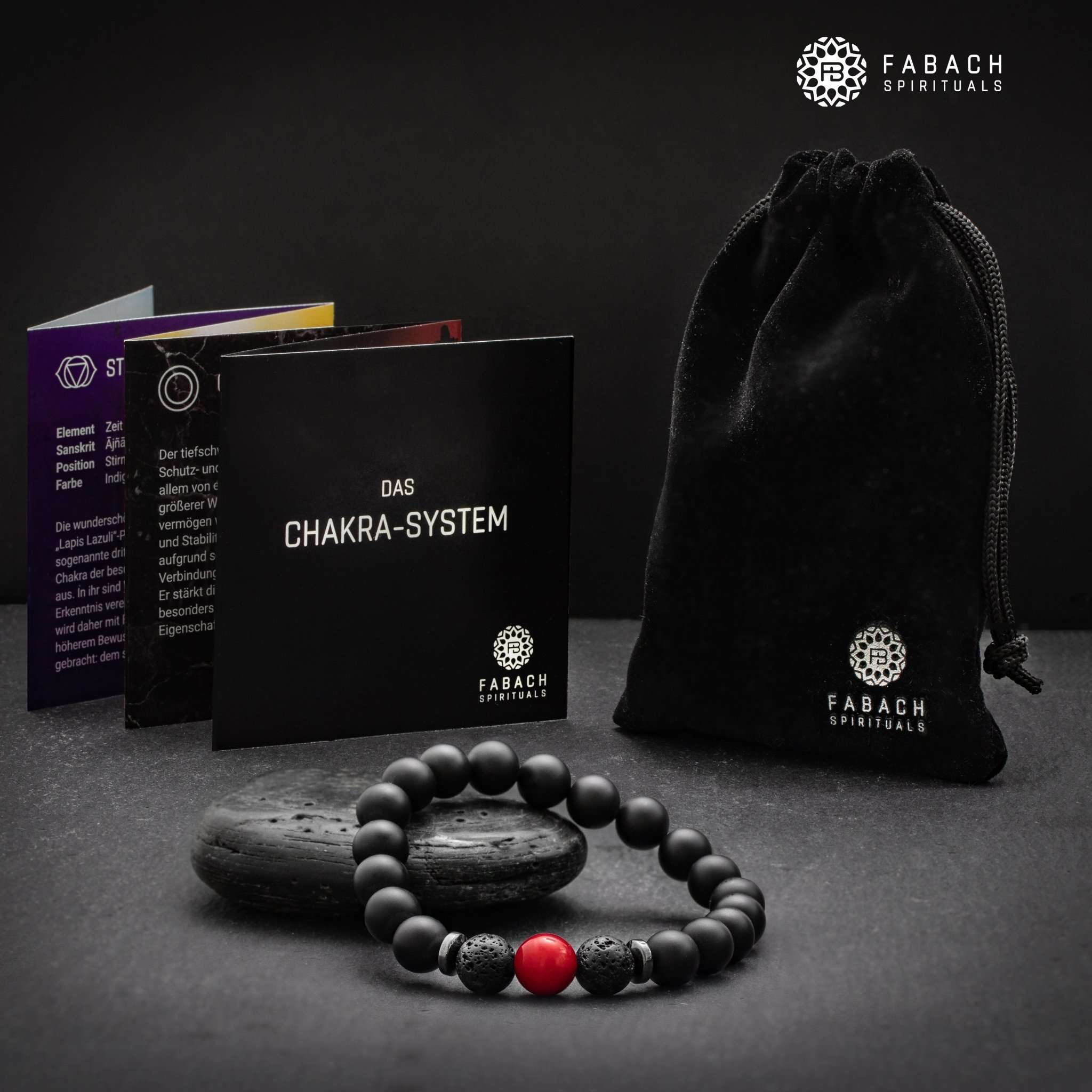Chakra-Perlenarmbänder mit 8mm Schmuckstein-Perlen - FABACH#Stil_Muladhara (Rot)