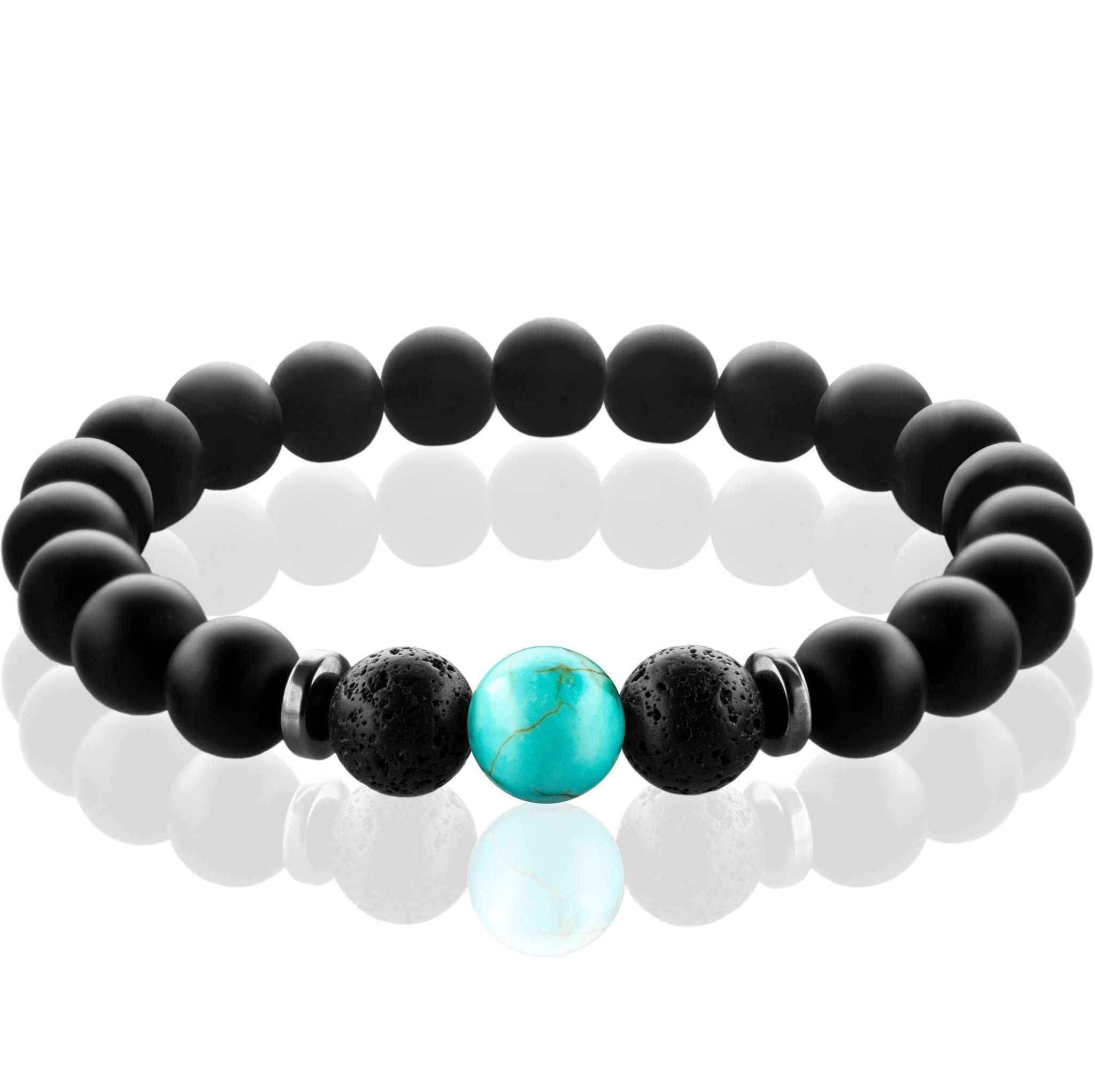 Chakra-Perlenarmbänder mit 8mm Schmuckstein-Perlen - FABACH#Stil_Visuddha (Tuerkis-Blau)