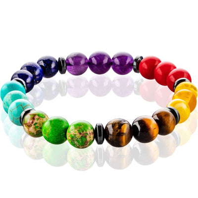 Chakra bead bracelets with 8mm gemstone beads