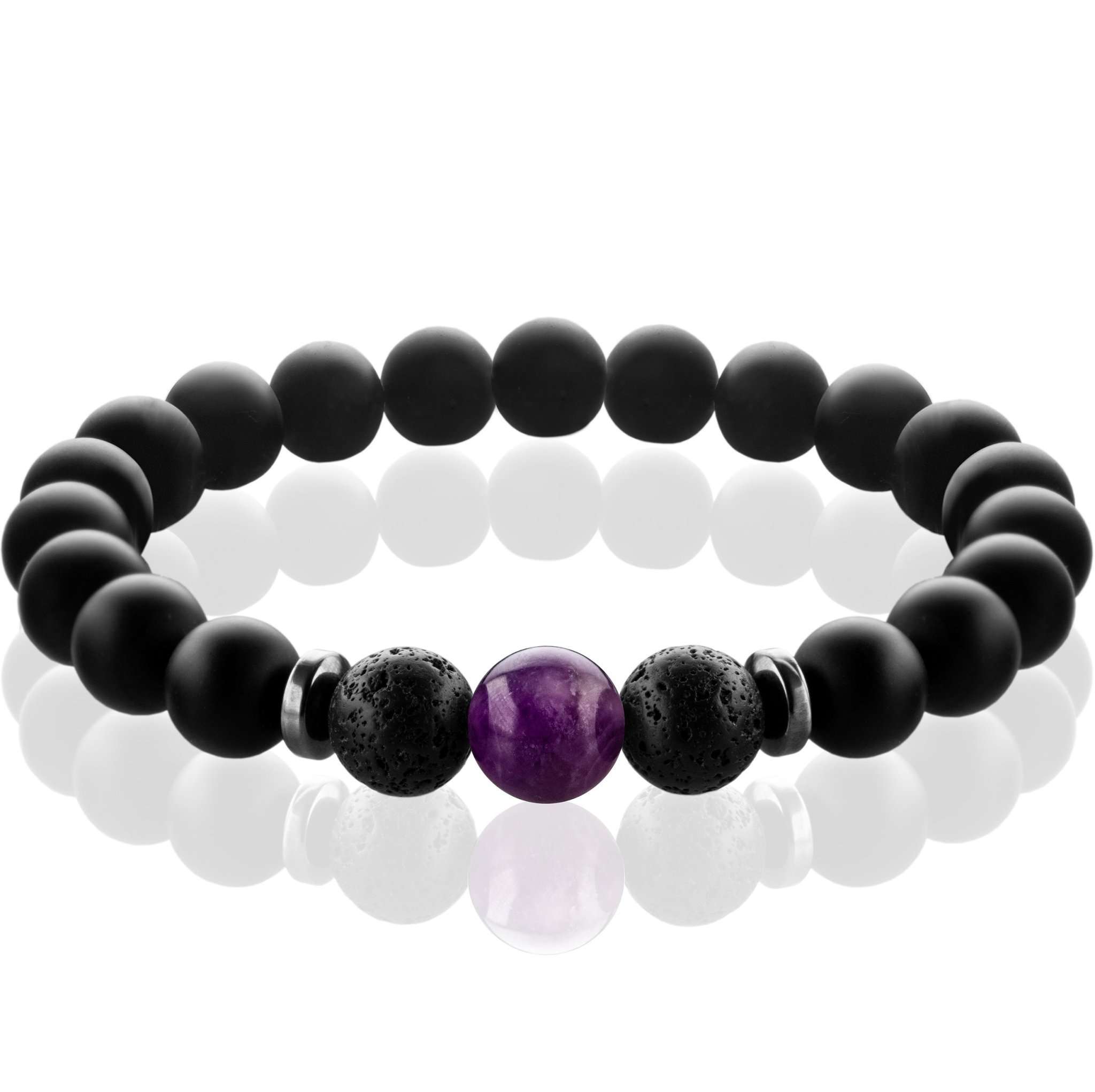 Chakra-Perlenarmbänder mit 8mm Schmuckstein-Perlen - FABACH#Stil_Sahasrara (Violett)