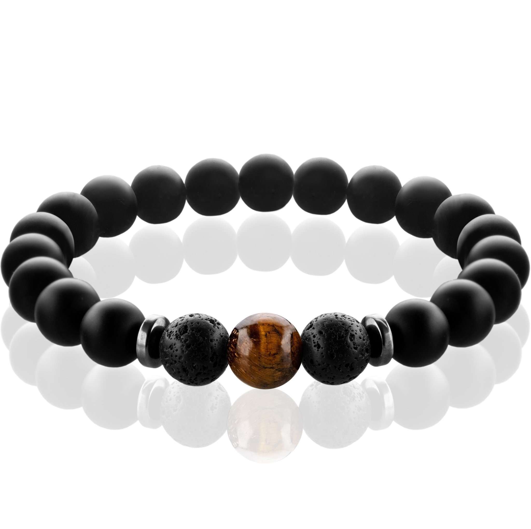 Chakra-Perlenarmbänder mit 8mm Schmuckstein-Perlen - FABACH#Stil_ Manipura (Braun-Gelb)
