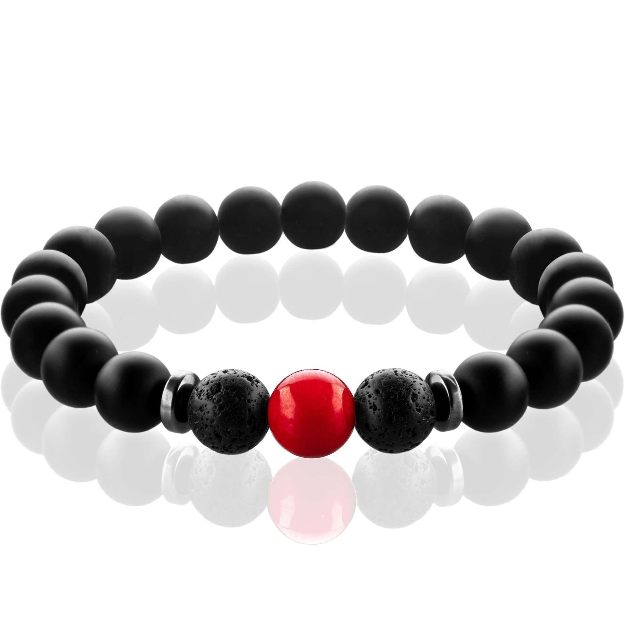 Chakra-Perlenarmbänder mit 8mm Schmuckstein-Perlen - FABACH#Stil_Muladhara (Rot)