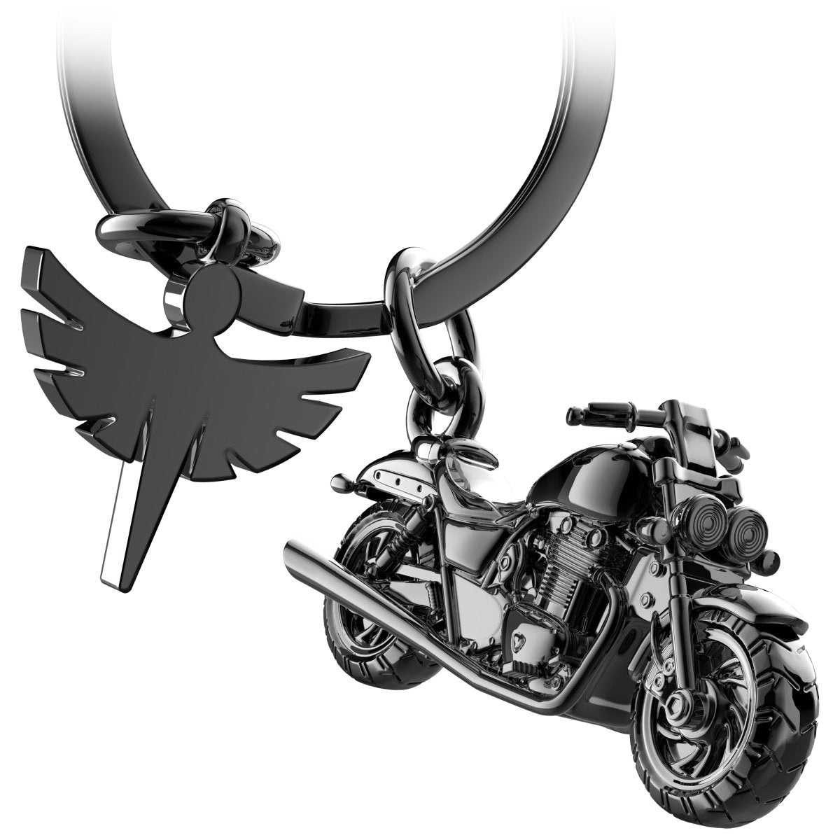 "Chopper" Motorrad Schlüsselanhänger mit Schutzengel - Engel Glücksbringer für Motorradfahrer Chopper Fans