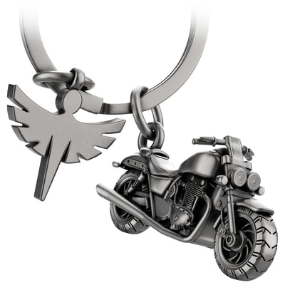 "Chopper" motorcycle keychain with guardian angel - angel lucky charm for motorcyclists chopper fans