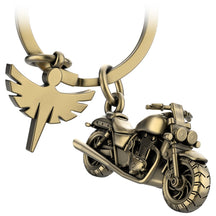 "Chopper" Motorrad Schlüsselanhänger mit Schutzengel - Engel Glücksbringer für Motorradfahrer Chopper Fans - FABACH#farbe_antique bronze