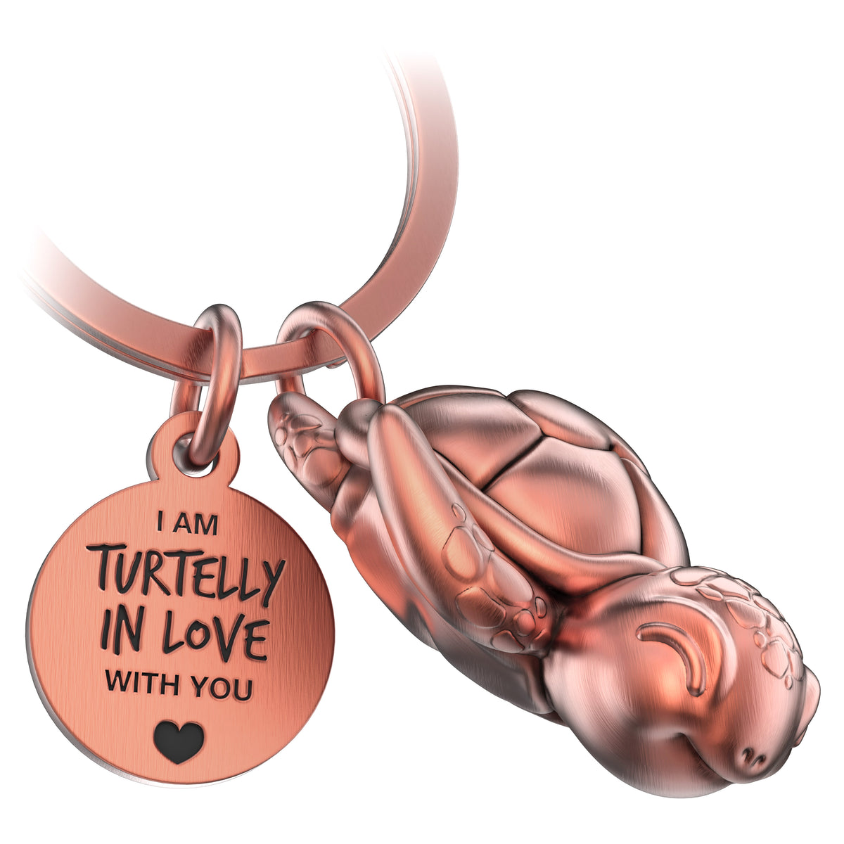 "Turtelly in Love" Schildkröte Schlüsselanhänger "Snappy" mit Gravur - Liebevoller Glücksbringer Wegbegleiter - FABACH#farbe_antique roségold