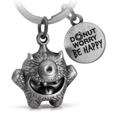 "Cyklops" Schlüsselanhänger Mutmacher - Süßes Glücksmonster mit Gravur "Donut worry, be happy!" - Kummermampfer Glücksbringer - FABACH#farbe_antique silber