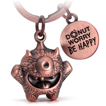 "Cyklops" Schlüsselanhänger Mutmacher - Süßes Glücksmonster mit Gravur "Donut worry, be happy!" - Kummermampfer Glücksbringer - FABACH#farbe_antique roségold