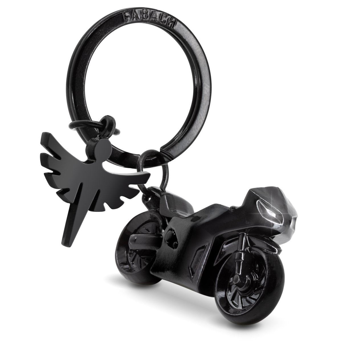 "Fabiel mit Motorrad" Schutzengel Schlüsselanhänger Motorrad - Engel Glücksbringer Motorradfahrer - FABACH#farbe_schwarz