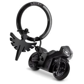 "Fabiel mit Motorrad" Schutzengel Schlüsselanhänger Motorrad - Engel Glücksbringer Motorradfahrer - FABACH#farbe_schwarz