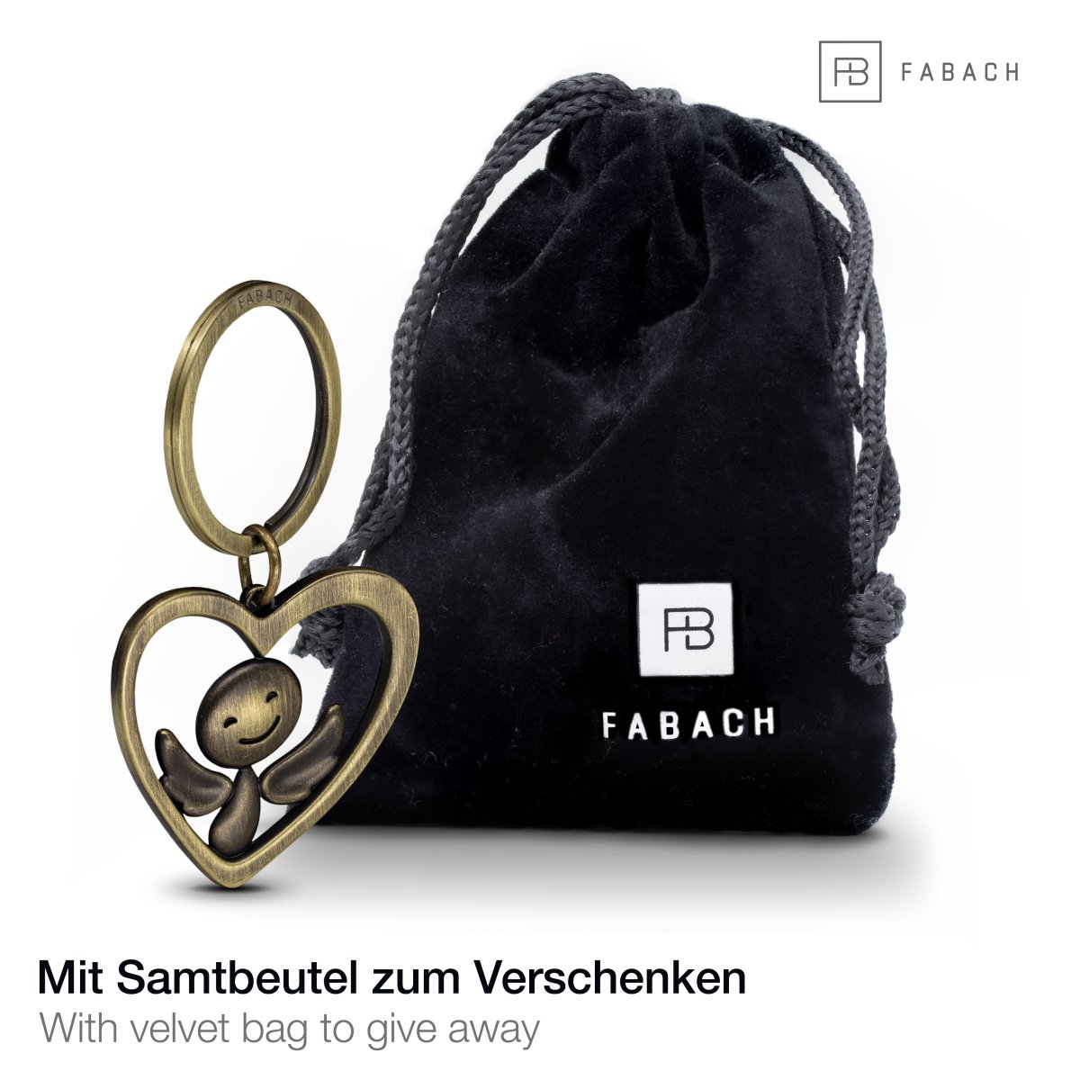 "Furfur im Herz" Schutzengel Schlüsselanhänger - Engel Glücksbringer - FABACH#farbe_antique bronze