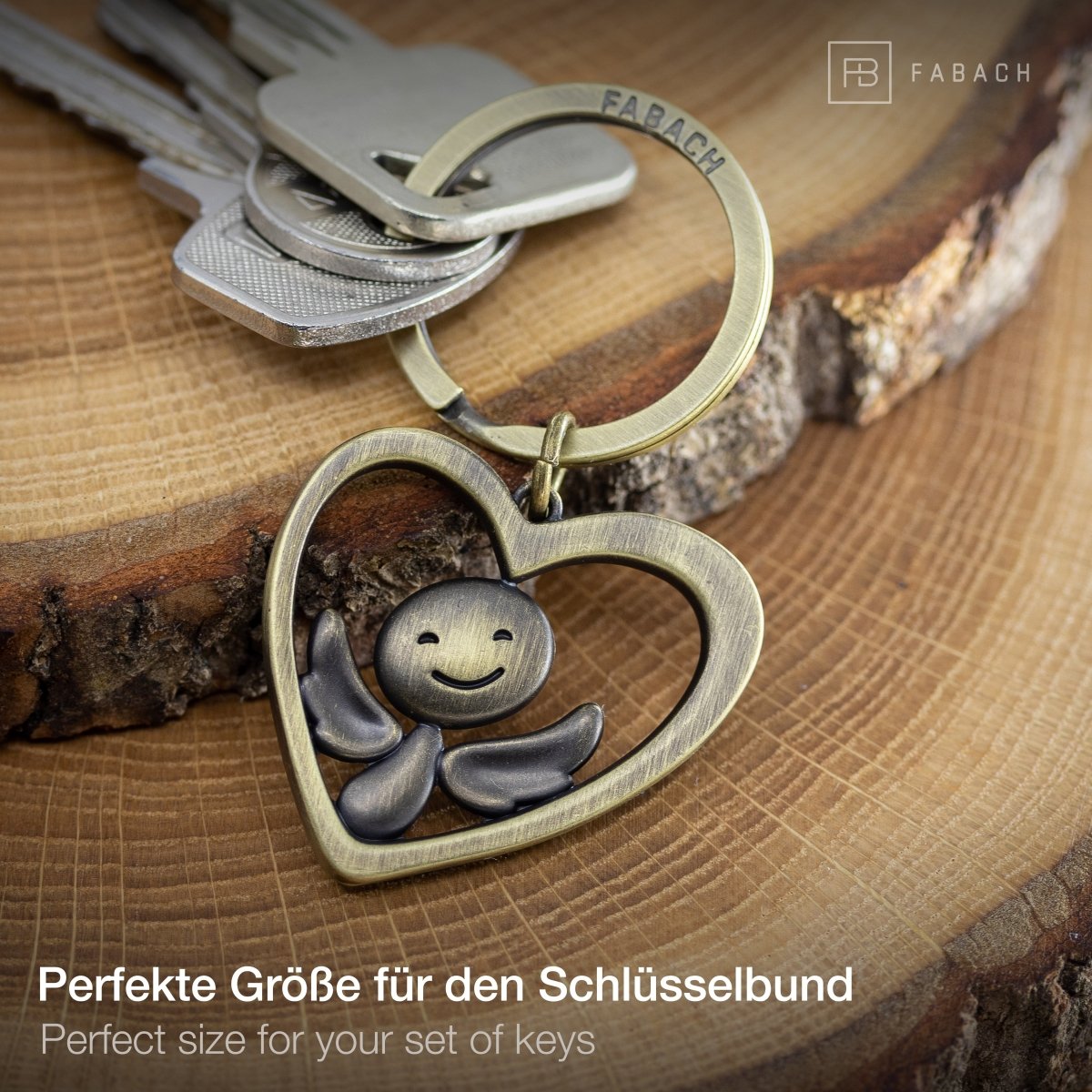 "Furfur im Herz" Schutzengel Schlüsselanhänger - Engel Glücksbringer - FABACH#farbe_antique bronze