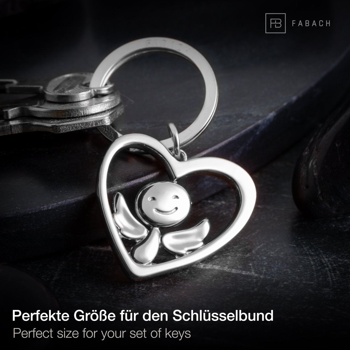 "Furfur im Herz" Schutzengel Schlüsselanhänger - Engel Glücksbringer - FABACH#farbe_silber
