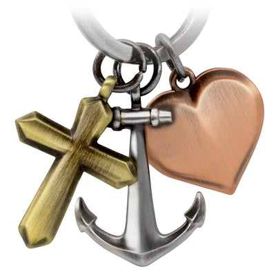 Porte-clés "Faith Love Hope" - Faith Love Hope - Porte-bonheur Ancre Coeur Croix