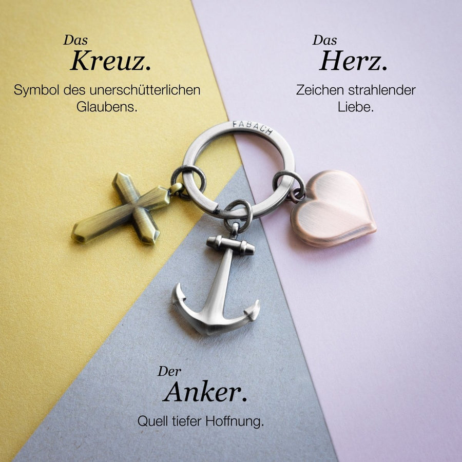 "Kreuz Herz Anker" Schlüsselanhänger Glaube Liebe Hoffnung