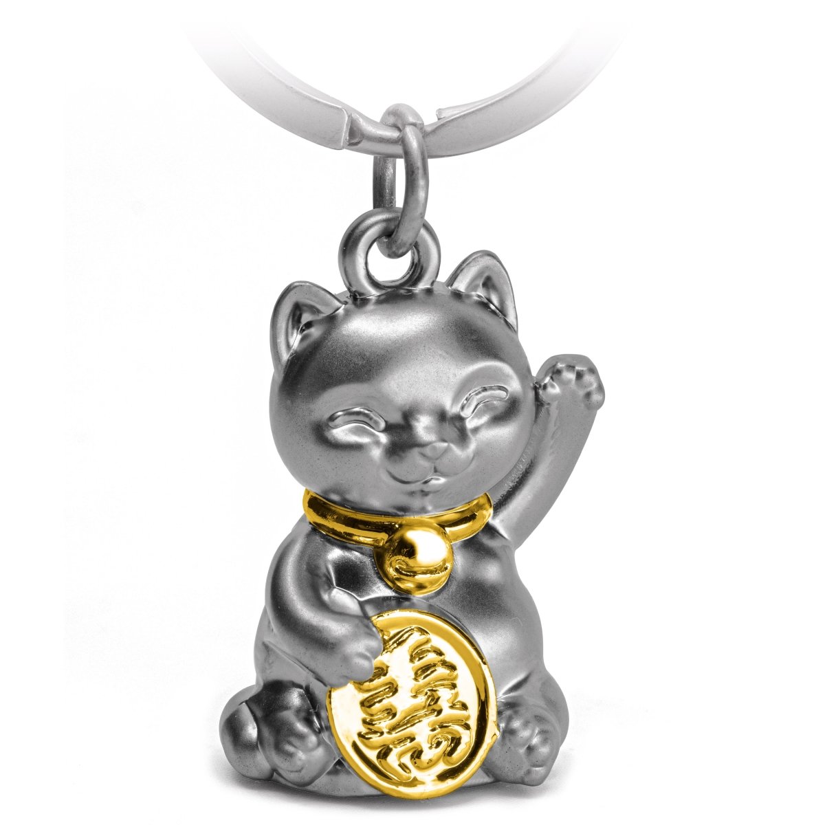 Glückskatze Winkekatze Schlüsselanhänger "Maneki Neko" - Süßer Lucky Cat Katze Anhänger - Katze Glücksbringer - FABACH#farbe_gold