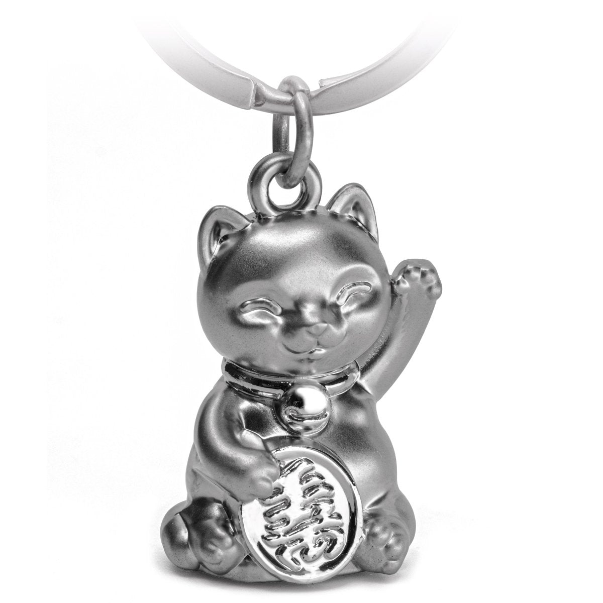 Glückskatze Winkekatze Schlüsselanhänger "Maneki Neko" - Süßer Lucky Cat Katze Anhänger - Katze Glücksbringer - FABACH#farbe_silber