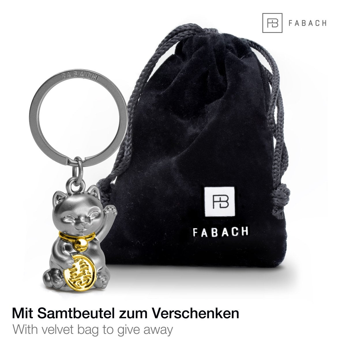 Glückskatze Winkekatze Schlüsselanhänger "Maneki Neko" - Süßer Lucky Cat Katze Anhänger - Katze Glücksbringer - FABACH#farbe_gold