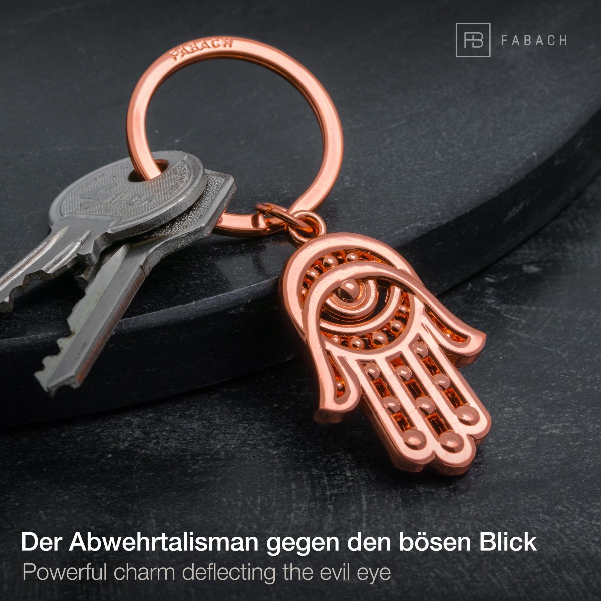 "Hamsa" Hand Fatimas Schlüsselanhänger Amulett - Hand der Fatima Talisman - Abwehr böses Auge - FABACH#farbe_roségold