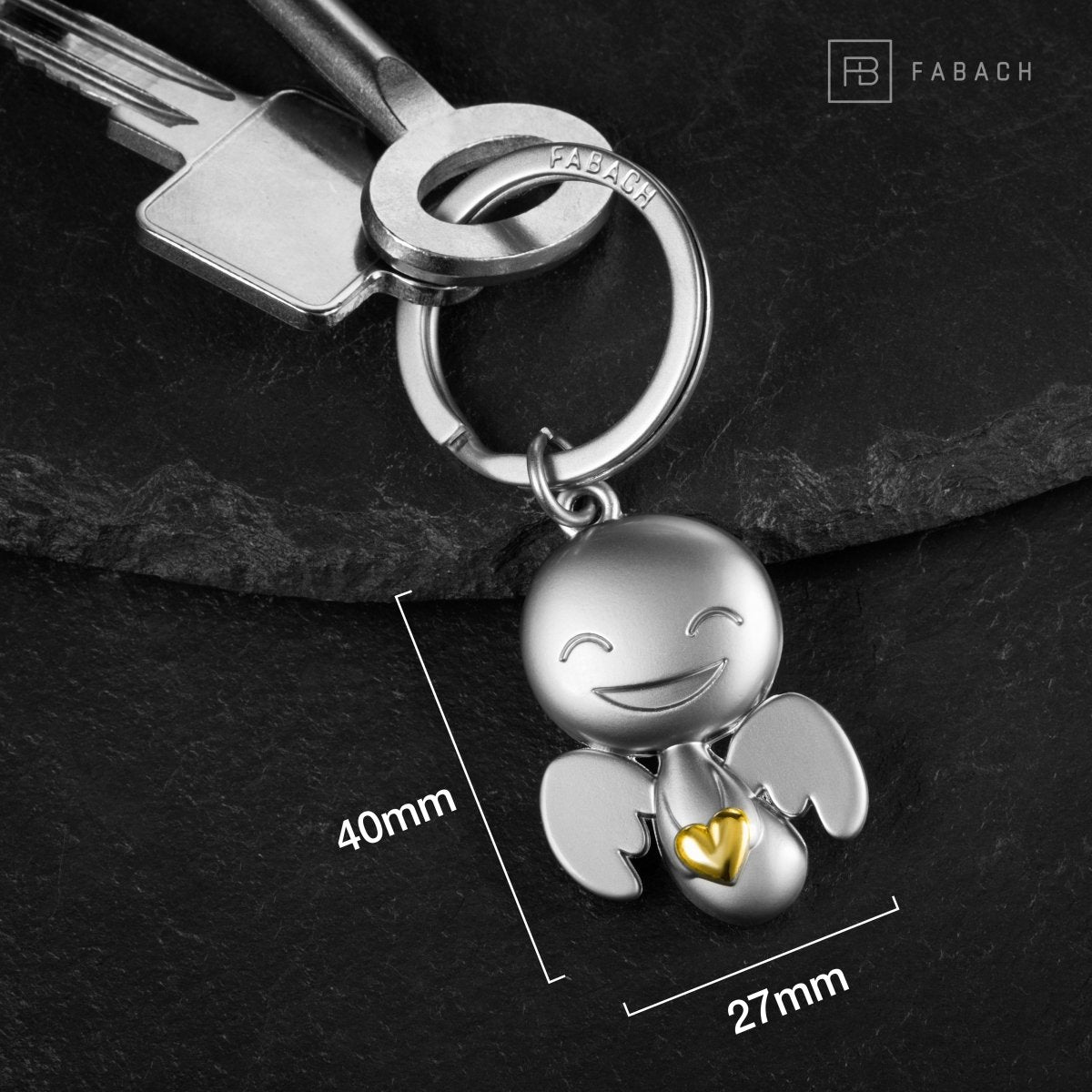 "Happy" mit Herz - Schutzengel Schlüsselanhänger - Süßer Engel Glücksbringer mit Herz - FABACH#Farbe_Gold