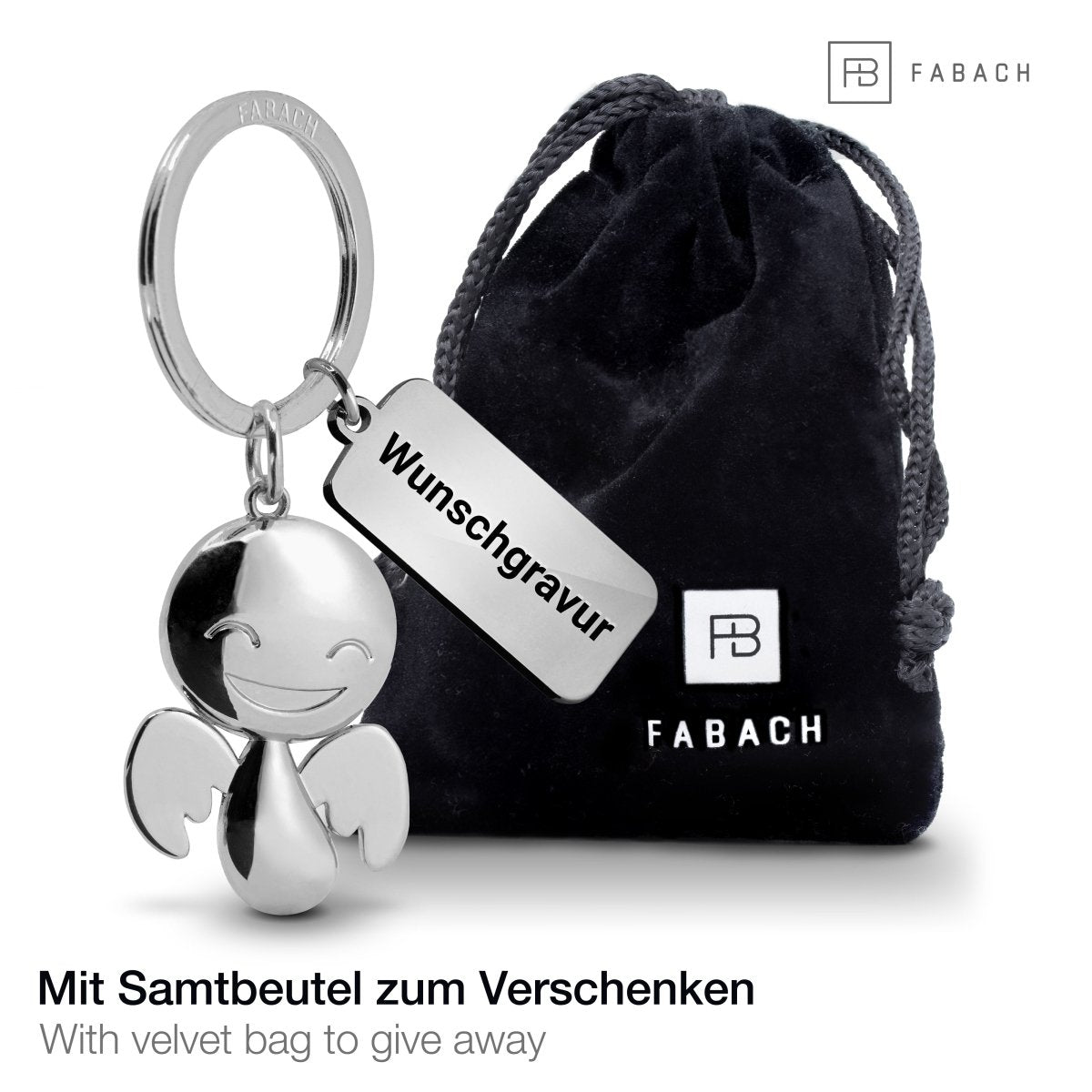 "Happy" Schutzengel Schlüsselanhänger - Engel Glücksbringer - FABACH – Die Schlüsselanhänger-Schmiede