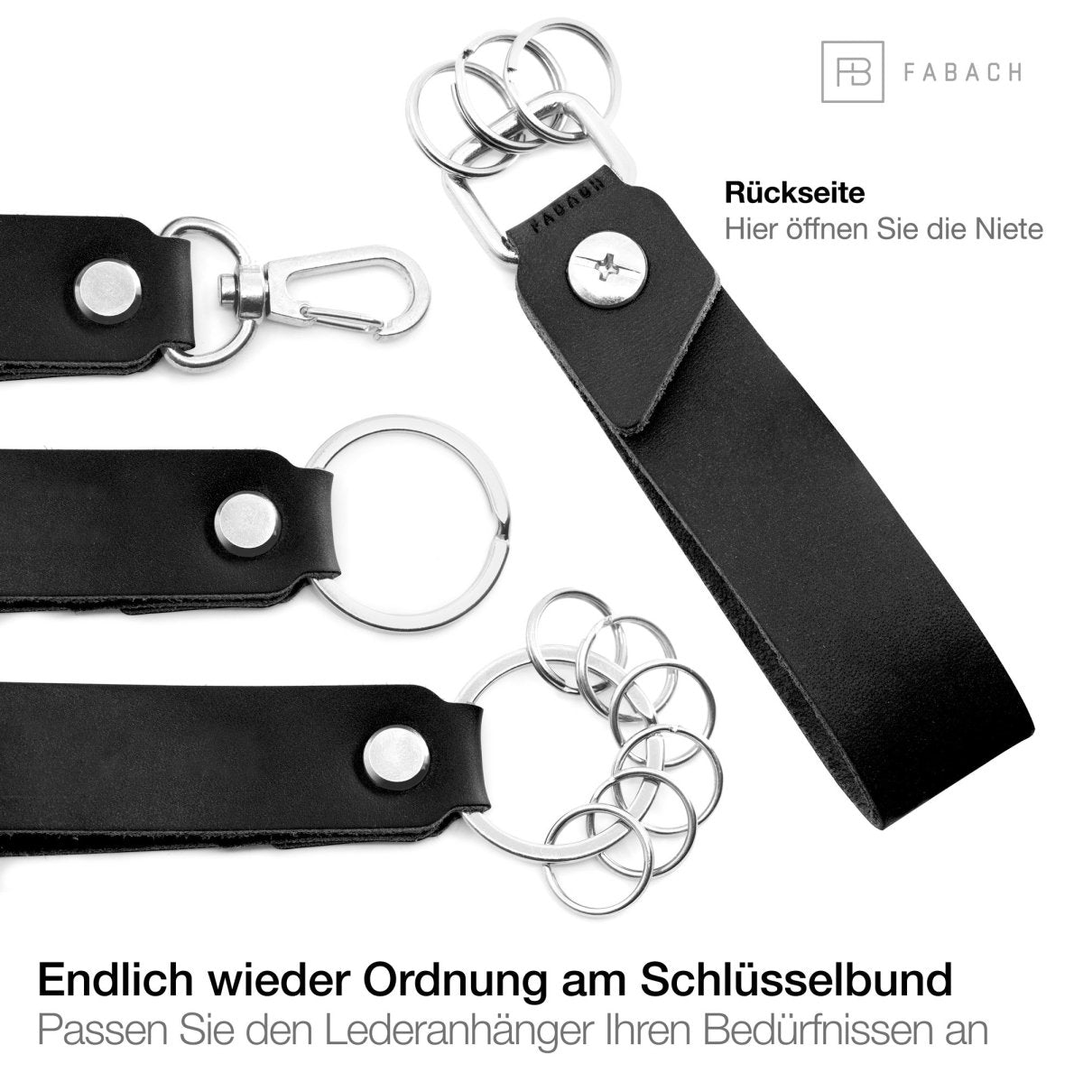 "Heimathafen" Leder-Schlüsselanhänger mit wechselbarem Schlüsselring - FABACH#farbe_schwarz