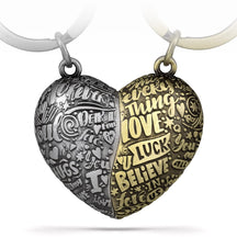 "Herz-Puzzle" Schlüsselanhänger - romantisches Partnergeschenk - ein Herz zwei Anhänger für Paare Freundinnen Schwestern - FABACH#farbe_antique silber & antique bronze
