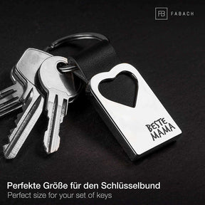 "Beste Mama" Herz-Schlüsselanhänger mit Gravur aus Leder - FABACH