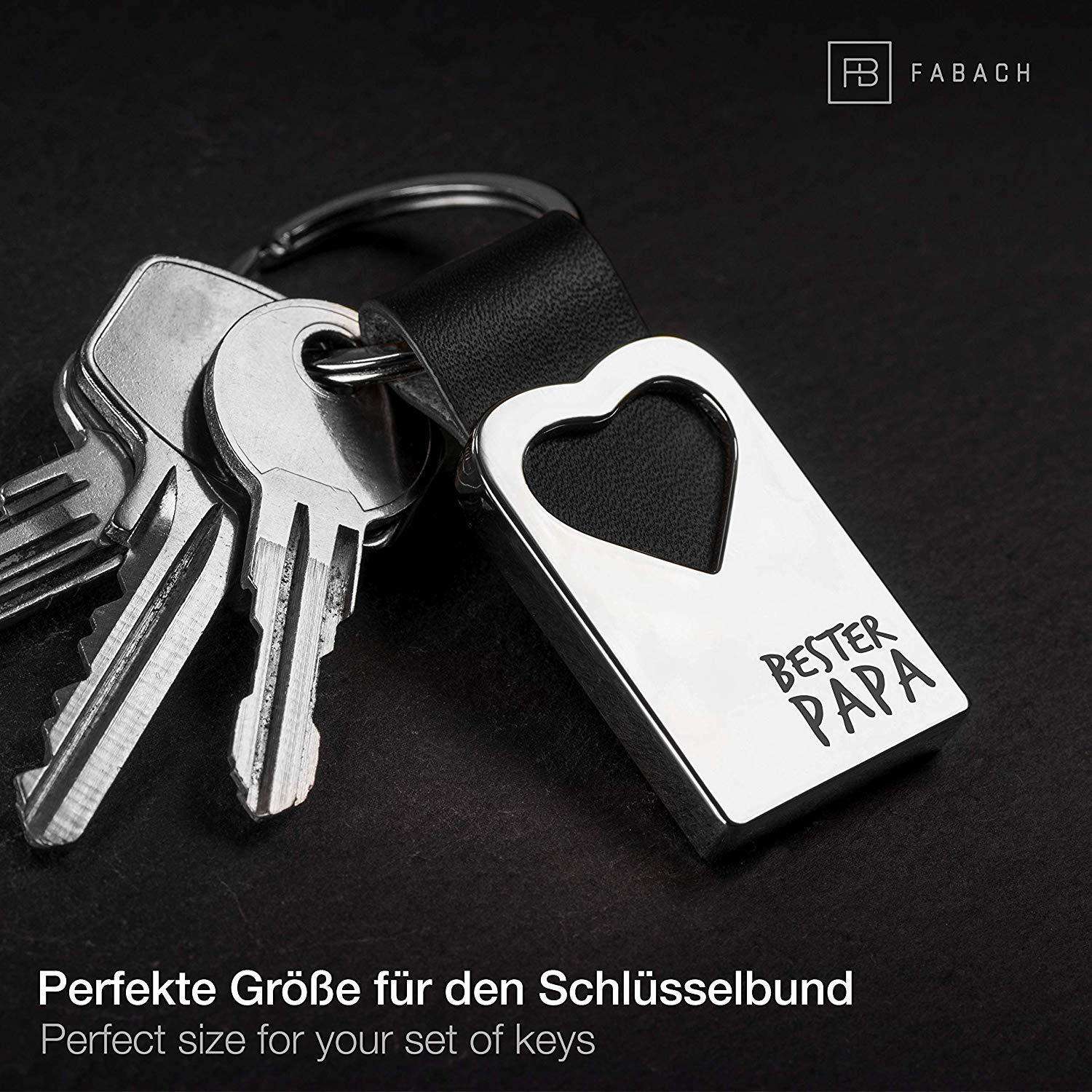 Herz-Schlüsselanhänger mit Gravur aus Leder "Bester Papa" - FABACH