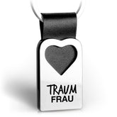 "Traumfrau" Herz-Schlüsselanhänger mit Gravur aus Leder - FABACH