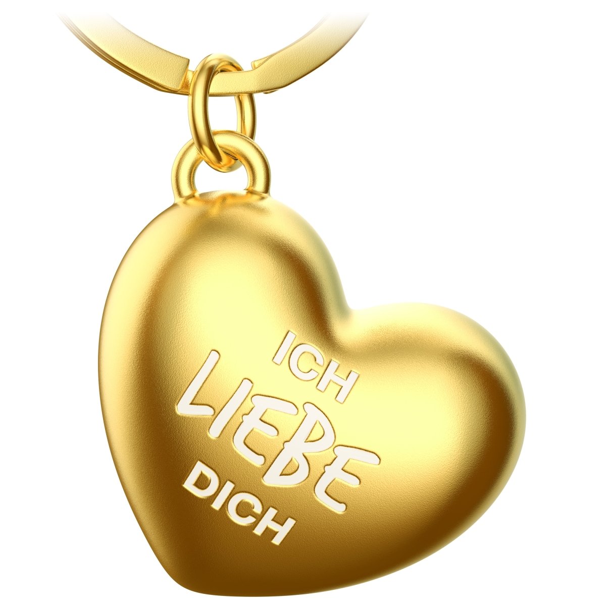 Herz Schlüsselanhänger mit Gravur - "Ich liebe dich" - Glücksbringer Geschenk für Partner Freundin Ehefrau - FABACH#farbe_gold matt