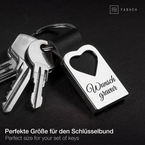 Herz-Schlüsselanhänger mit personalisierter Wunschgravur aus Leder - FABACH
