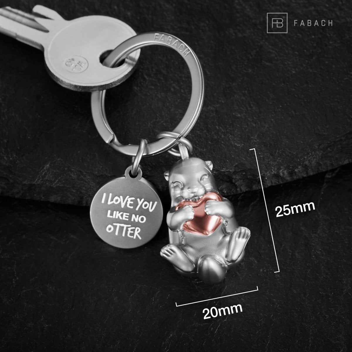 "I love you like no otter" Otter Schlüsselanhänger "Otty" mit Gravur - Liebevoller Glücksbringer mit Herz - Geschenk Partner Beste Freundin - FABACH#Farbe_Roségold